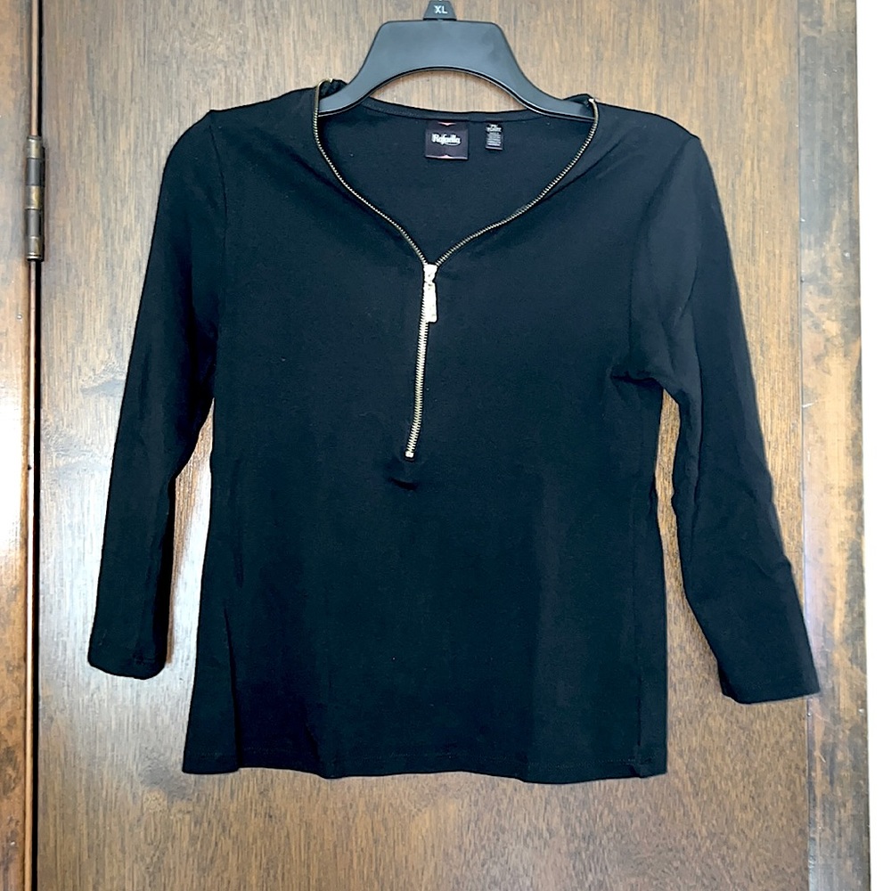 Women’s “Rafaella” petite small quarter zip blouse-black. Very good condition